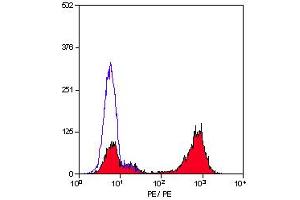 Staining of human peripheral blood granulocytes with MOUSE ANTI HUMAN CD177:RPE (ABIN119767). (CD177 antibody  (PE))