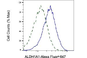 Validation of ALDH1A1 knockdown using flow cytometry. (ALDH1A1 antibody)