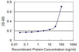 Detection limit for recombinant GST tagged RNF148 is 3 ng/ml as a capture antibody. (RNF148 antibody  (AA 139-238))