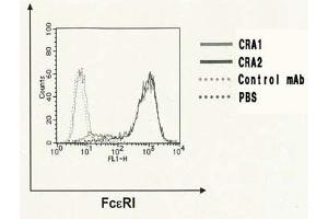 Flow Cytometry (FACS) image for anti-Fc Fragment of IgE Receptor Ia (FCER1A) (AA 1-84) antibody (FITC) (ABIN2451976) (Fc epsilon RI/FCER1A antibody  (AA 1-84) (FITC))