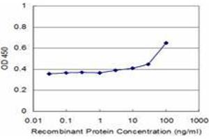 Detection limit for recombinant GST tagged NR1D1 is approximately 3ng/ml as a capture antibody. (NR1D1 antibody  (AA 233-322))