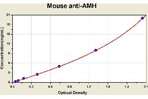 Diagramm of the ELISA kit to detect Mouse ant1 -AMHwith the optical density on the x-axis and the concentration on the y-axis. (AMH ELISA Kit)