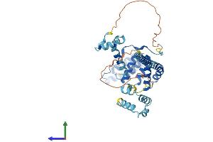 AlphaFold protein structure predicition of Human Recombinant ST13P5 Protein, UniprotID Q8NFI4 (FAM10A5 Protein (AA 1-369) (His tag))
