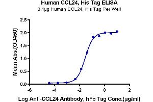 Immobilized Human CCL24, His Tag at 1 μg/mL (100 μL/Well) on the plate. (CCL24 Protein (AA 27-119) (His tag))
