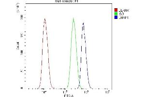 Flow Cytometry analysis of U20S cells using anti-UHRF1 antibody (ABIN3044567).