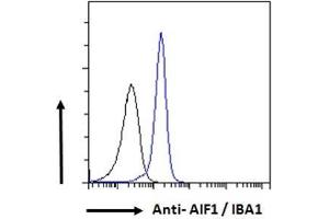 ABIN190906 Flow cytometric analysis of paraformaldehyde fixed K562 cells (blue line), permeabilized with 0. (Iba1 antibody  (C-Term))