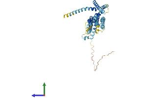 AlphaFold protein structure predicition of Mouse Recombinant Ocstamp Protein, UniprotID Q9D611 (OCSTAMP Protein (AA 1-498) (His tag))