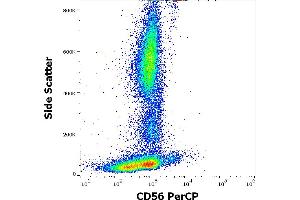 Flow cytometry surface staining pattern of human peripheral whole blood stained using anti-human CD56 (LT56) PerCP antibody (10 μL reagent / 100 μL of peripheral whole blood). (CD56 antibody  (PerCP))