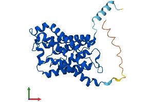 AlphaFold protein structure predicition of Mouse Recombinant Aqp9 Protein, UniprotID Q9JJJ3 (AQP9 Protein (AA 1-295) (His tag))