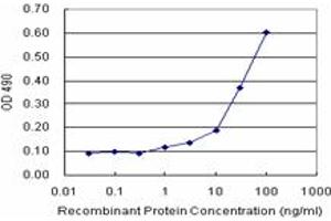 Sandwich ELISA detection sensitivity ranging from 10 ng/mL to 100 ng/mL. (PLSCR1 (Human) Matched Antibody Pair)