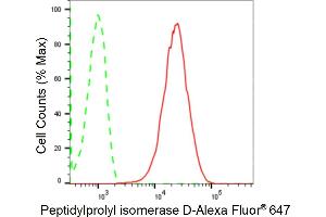 Flow cytometric analysis of Peptidylprolyl isomerase D expression in HepG2 cells using Peptidylprolyl isomerase D antibody (ABIN7799768), 1:2,000).