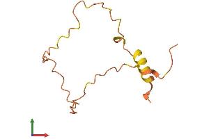 AlphaFold protein structure predicition of Human Recombinant LINC01554 Protein, UniprotID Q52M75 (C5ORF27 Protein (AA 1-96) (His tag))