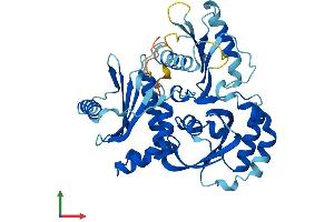 AlphaFold protein structure predicition of Mouse Recombinant Fuz Protein, UniprotID Q3UYI6 (FUZ Protein (AA 1-415) (His tag))
