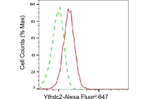 Flow cytometric analysis of Ythdc2 expression in HepG2 cells using Ythdc2 antibody (ABIN7800884), 1:2,000). (Recombinant YTHDC2 antibody)