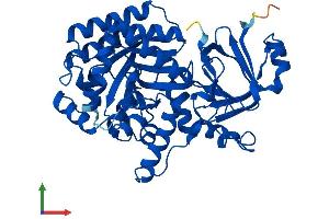 AlphaFold protein structure predicition of Human Recombinant GDA Protein, UniprotID Q9Y2T3 (GDA Protein (AA 1-454) (His tag))