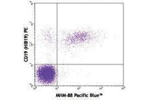 Flow Cytometry (FACS) image for Mouse anti-Human IgM antibody (Pacific Blue) (ABIN2667179) (Mouse anti-Human IgM Antibody (Pacific Blue))