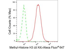 Flow cytometric analysis of Methyl-Histone H3 (di K4) expression in HT- cells using Methyl-Histone H3 (di K4) antibody (ABIN7798954), 1:2,000). (Recombinant Histone 3 antibody  (H3K4me2))