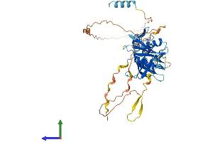 AlphaFold protein structure predicition of Human Recombinant STAP2 Protein, UniprotID Q9UGK3 (STAP2 Protein (AA 1-403) (His tag))