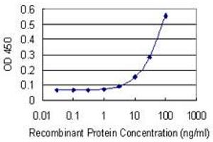 Detection limit for recombinant GST tagged POU5F2 is 3 ng/ml as a capture antibody. (POU5F2 antibody  (AA 2-100))
