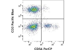 Surface staining of human peripheral blood lymphocytes with anti-CD56 (MEM-188) PerCP. (CD56 antibody  (PerCP))