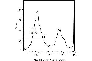 Surface staining of human peripheral blood with anti-CD9 (MEM-61) PE. (CD9 antibody  (PE))