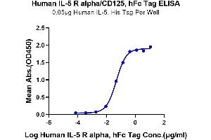 Immobilized Human IL-5, His Tag at 0. (IL5RA Protein (AA 21-335) (Fc Tag))