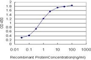 Detection limit for recombinant GST tagged PCAF is approximately 0. (KAT2B antibody  (AA 353-452))