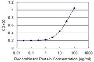 Detection limit for recombinant GST tagged ASGR2 is 1 ng/ml as a capture antibody. (Asialoglycoprotein Receptor 2 antibody  (AA 1-287))