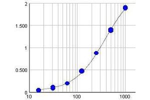 Typical standard curve (Y-axis: Absorption, X-axis: Concentration(µg/ml))