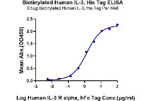 Immobilized Biotinylated Human IL-3, His Tag at 5 μg/mL (100 μL/Well) on the plate.