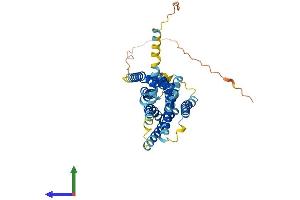 AlphaFold protein structure predicition of Mouse Recombinant Gper1 Protein, UniprotID Q8BMP4 (Mesothelin Protein (MSLN) (AA 1-375) (His tag))