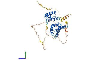 AlphaFold protein structure predicition of Human Recombinant POU1F1 Protein, UniprotID P28069 (POU1F1 Protein (AA 1-291) (His tag))