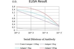 Black line: Control Antigen (100 ng),Purple line: Antigen (10 ng), Blue line: Antigen (50 ng), Red line:Antigen (100 ng) (SPA17 antibody  (AA 1-152))