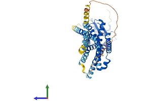 AlphaFold protein structure predicition of Mouse Recombinant Ptgdr2 Protein, UniprotID Q9Z2J6 (Prostaglandin D2 Receptor 2 (PTGDR2) (AA 1-382) protein (His tag))