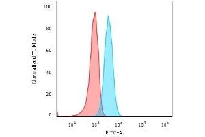 Flow Cytometric Analysis of Human Raji cells using BOB1 Mouse Monoclonal Antibody (BOB1/2421) followed by Goat anti-Mouse IgG-CF488 (Blue); Isotype Control (Red). (POU2AF1 antibody  (AA 148-255))