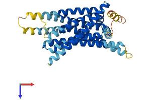 AlphaFold protein structure predicition of Mouse Recombinant Tas2r102 Protein, UniprotID Q7M717 (TAS2R102 Protein (AA 1-329) (His tag))