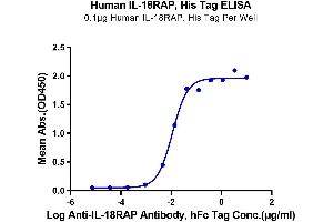 Immobilized Human IL-18RAP, His Tag at 1 μg/mL (100 μL/well) on the plate. (IL18RAP Protein (His tag))