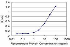 Detection limit for recombinant GST tagged IRAK4 is approximately 1ng/ml as a capture antibody.