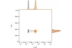 Flow cytometry of bead-bound exosomes derived from MCF-7 cells. (CD9 antibody)