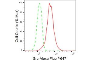 Flow cytometric analysis of Src expression in HeLa cells using Src antibody (ABIN7800055), 1:2,000). (Recombinant Src antibody)
