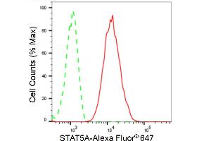 Flow cytometric analysis of STAT5A expression in C2C12 cells using STAT5A antibody (ABIN7800347), 1:2,000). (Recombinant STAT5A antibody)