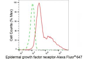 Flow cytometric analysis of epidermal growth factor receptor expression in HepG2 cells using epidermal growth factor receptor antibody (ABIN7798475), 1:2,000). (EGFR antibody)
