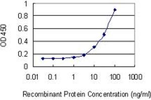 Detection limit for recombinant GST tagged ITGA8 is 1 ng/ml as a capture antibody. (ITGA8 antibody  (AA 836-935))