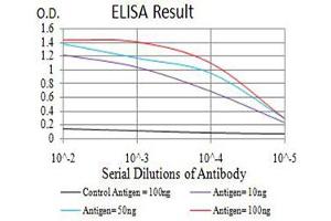 Black line: Control Antigen (100 ng),Purple line: Antigen (10 ng), Blue line: Antigen (50 ng), Red line:Antigen (100 ng) (ASH2L antibody  (AA 493-628))