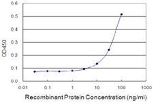 Detection limit for recombinant GST tagged MAF1 is 3 ng/ml as a capture antibody. (MAF1 antibody  (AA 1-256))