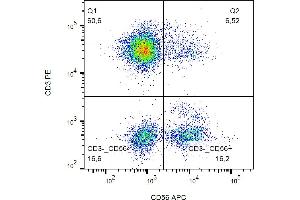 Flow cytometry analysis (surface staining) of human peripheral blood lymphocytes with anti-CD56 (MEM-188) APC. (CD56 antibody  (APC))