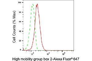 Flow cytometric analysis of High mobility group box 2 expression in HepG2 cells using High mobility group box 2 antibody (ABIN7798911), 1:2,000). (Recombinant HMGB2 antibody)