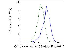 Flow cytometric analysis of cell division cycle 123 expression in HepG2 cells using cell division cycle 123 antibody (ABIN7798000), 1:2,000). (CDC123 antibody)
