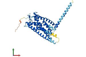 AlphaFold protein structure predicition of Mouse Recombinant P2ry14 Protein, UniprotID Q9ESG6