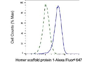 Validation of Homer scaffold protein 1 knockdown using flow cytometry. (Recombinant Homer Scaffold Protein 1 antibody)